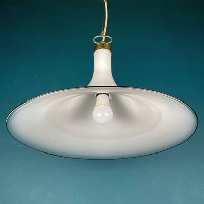 Vintage White Murano Glass Pendant Lamp, Italy, 1970s-WQC-1397208