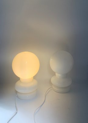 Vintage White Murano Glass Table Lamps, 1969, Set of 2-XQC-1435816