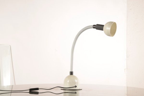 Vintage White Table Lamp with Articulated Stem, Italy, 1980s-RAQ-669927