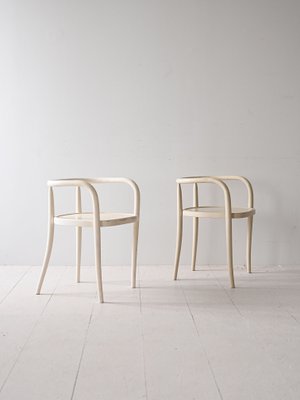 Vintage White Wooden Chairs, 1960s, Set of 2-QWP-2042056