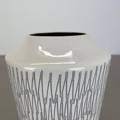 Vintage White Zig Zag Fat Lava Ceramic Vase by Ilkra Ceramics, 1970s-QZ-1814031