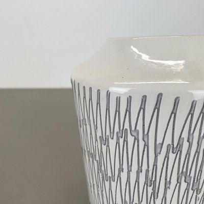 Vintage White Zig Zag Fat Lava Ceramic Vase by Ilkra Ceramics, 1970s-QZ-1814031