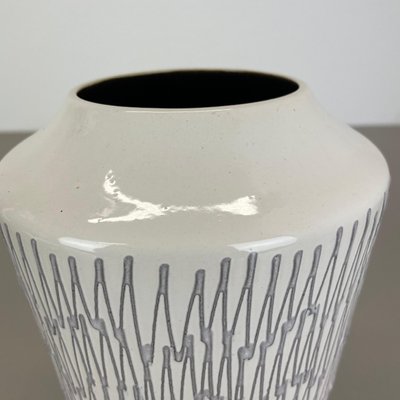 Vintage White Zig Zag Fat Lava Ceramic Vase by Ilkra Ceramics, 1970s-QZ-1814031