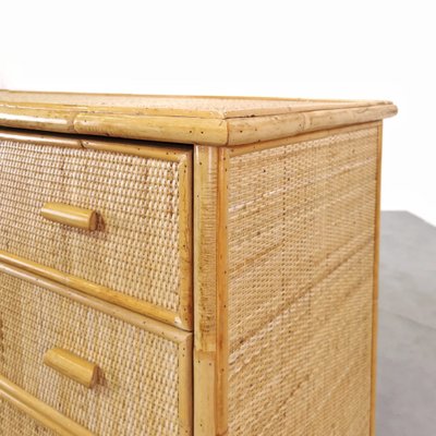 Vintage Wicker, Bamboo, Rattan Chest of Drawers in the style of Tito Agnoli, 1970s-PRS-1700392