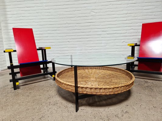 Vintage Wicker Basket Coffee Table, 1970s-ZTS-2017404