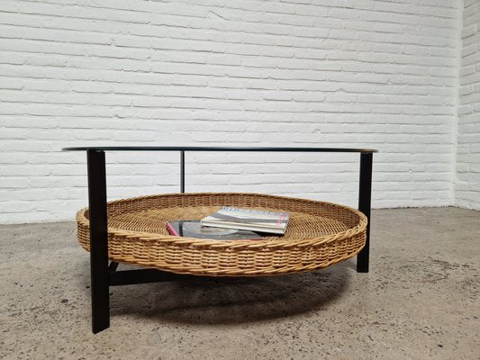 Vintage Wicker Basket Coffee Table, 1970s-ZTS-2017404