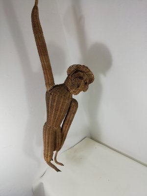 Vintage Wicker Hanging Monkey, 1960s-HNE-1353282