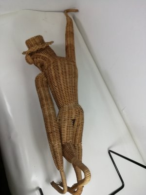 Vintage Wicker Hanging Monkey, 1960s-HNE-1353282