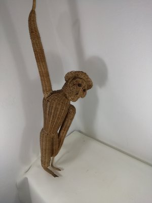 Vintage Wicker Hanging Monkey, 1960s-HNE-1353282