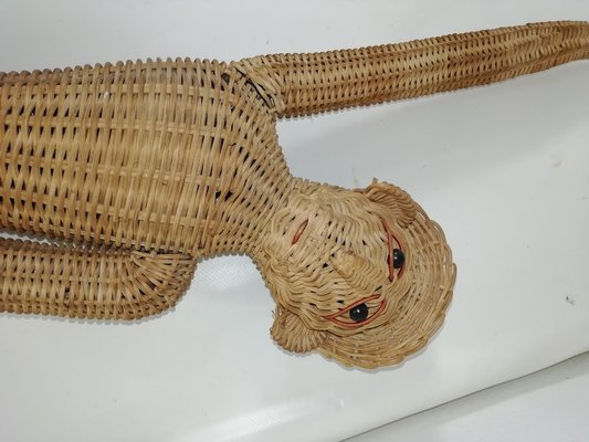 Vintage Wicker Hanging Monkey, 1960s-HNE-1353282