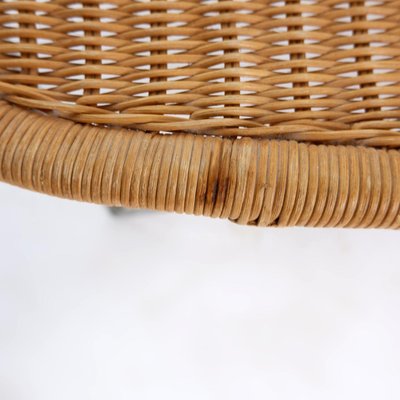 Vintage Wicker Stool with Gray Metal Hairpin Legs from Ikea-NYF-2019034