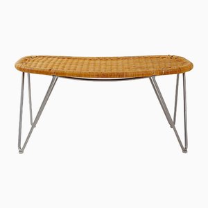 Vintage Wicker Stool with Gray Metal Hairpin Legs from Ikea-NYF-2019034