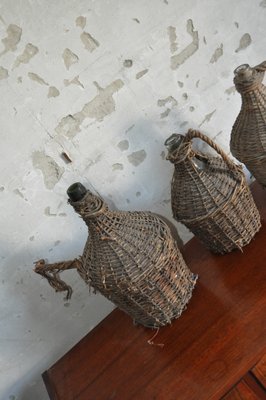 Vintage Wicker Wine Bottles, Set of 3-OXJ-628021