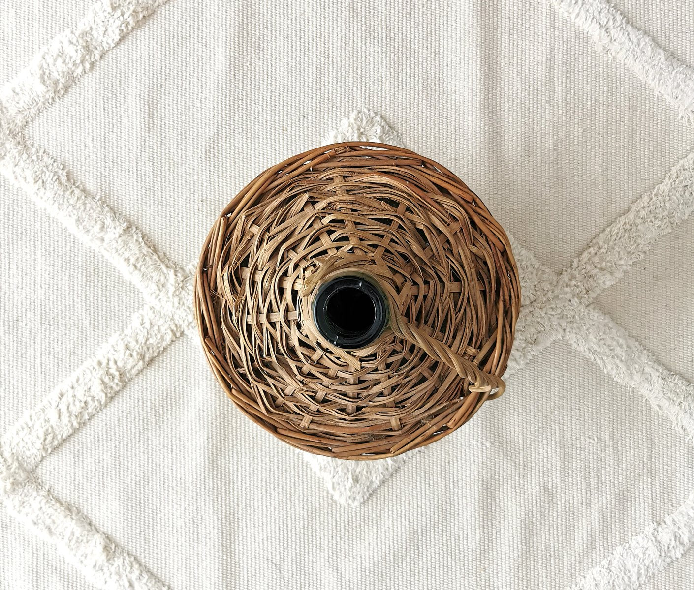 Vintage Wine Balloon with Raffia Basket by Viresa, 1950s