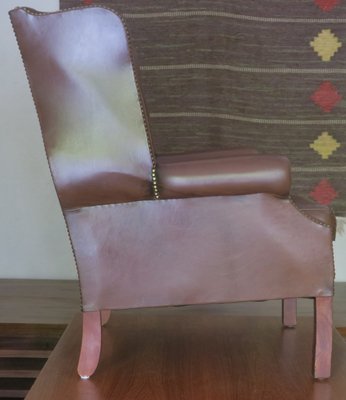 Vintage Wingback Lounge Chair in Brown Leather, 1970s-ED-2035330