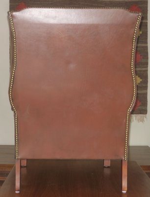 Vintage Wingback Lounge Chair in Brown Leather, 1970s-ED-2035330