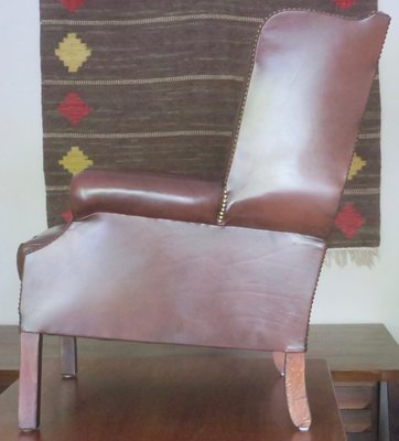 Vintage Wingback Lounge Chair in Brown Leather, 1970s-ED-2035330