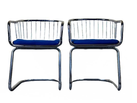 Vintage Wire Chair in Metal and Chrome-Plated Design, 1960s, Set of 2-EJL-1723268