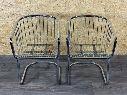 Vintage Wire Chair in Metal and Chrome-Plated Design, 1960s, Set of 2-EJL-1723268