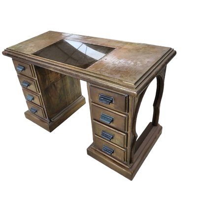 Vintage Wood and Brass Desk by Rodolfo Dubarry-TCS-1780699