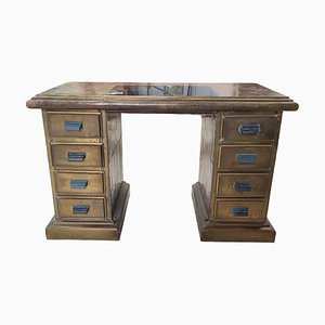 Vintage Wood and Brass Desk by Rodolfo Dubarry-TCS-1780699