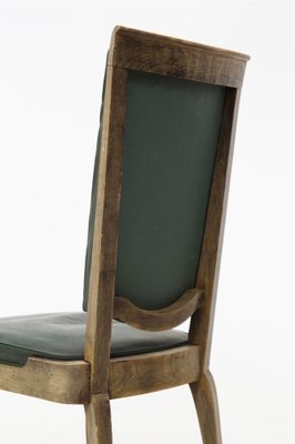 Vintage Wood and Green Leather Chairs by Jules Leleu, 1930s, Set of 4-RCE-1405490