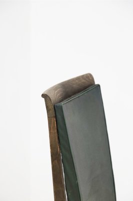 Vintage Wood and Green Leather Chairs by Jules Leleu, 1930s, Set of 4-RCE-1405490