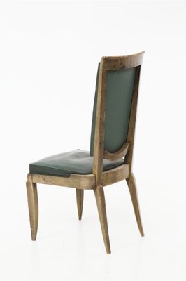 Vintage Wood and Green Leather Chairs by Jules Leleu, 1930s, Set of 4-RCE-1405490