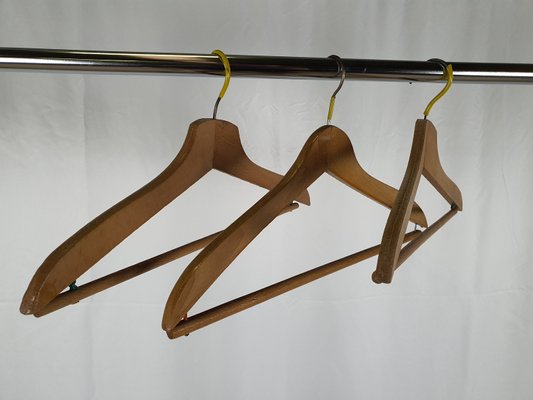 Vintage Wood and Iron Hangers, 1950, Set of 3-ZUW-2028314