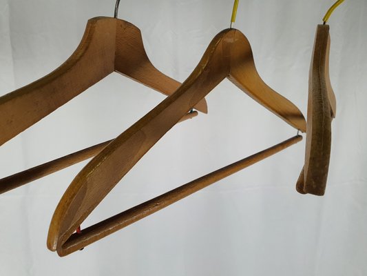 Vintage Wood and Iron Hangers, 1950, Set of 3-ZUW-2028314