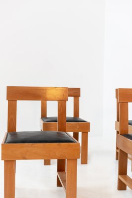 Vintage Wood and Leather Chairs by BBPR, Set of 6-RCE-1167701