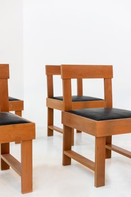 Vintage Wood and Leather Chairs by BBPR, Set of 6-RCE-1167701