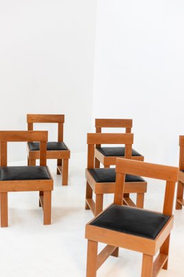 Vintage Wood and Leather Chairs by BBPR, Set of 6-RCE-1167701