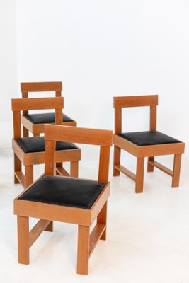 Vintage Wood and Leather Chairs by BBPR, Set of 6-RCE-1167701