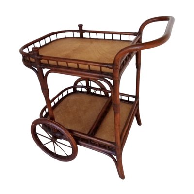 Vintage Wood and Rattan Drinks Trolley from Hanbel-TCS-1783327