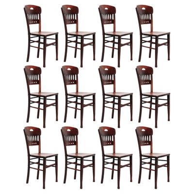 Vintage Wood Bistro Chairs from Luterma, Set of 12-WM-1260389