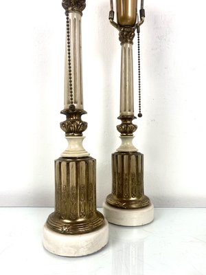 Vintage Wood & Brass Honi Chilo Table Lamps, 1970s, Set of 2-WZZ-1238970