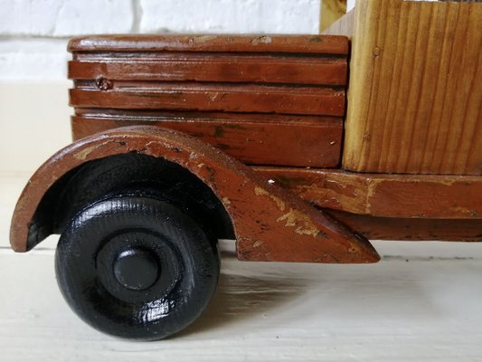 Vintage Wood Car Toy, 1940s-ALG-695052