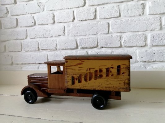 Vintage Wood Car Toy, 1940s-ALG-695052