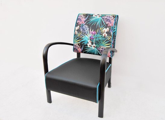 Vintage Wood & Fabric Armchair, 1950s-CGZ-1789607