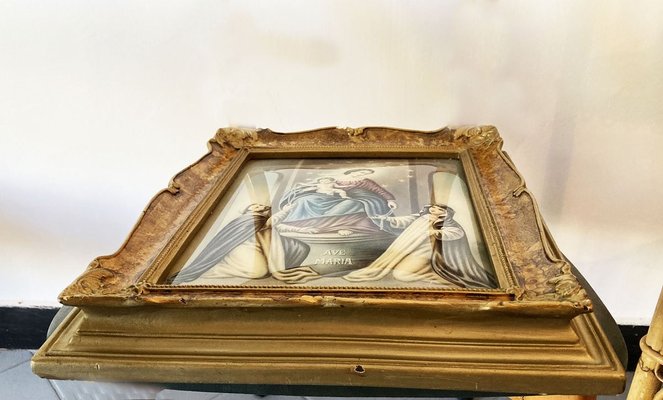 Vintage Wood Frame With Religious Painting, 1940-GGK-803213