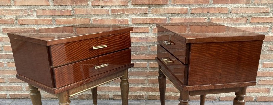 Vintage Wood Nightstands, 1970s, Set of 2-NOU-750333