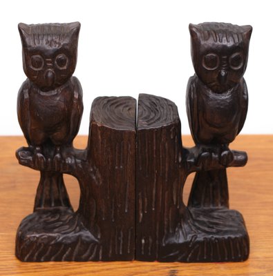 Vintage Wood Owl Bookends, Spain, 1960s, Set of 2-GCG-1325741