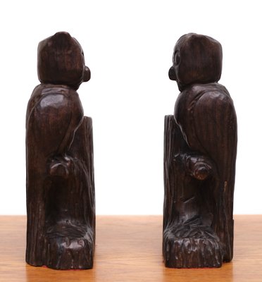 Vintage Wood Owl Bookends, Spain, 1960s, Set of 2-GCG-1325741