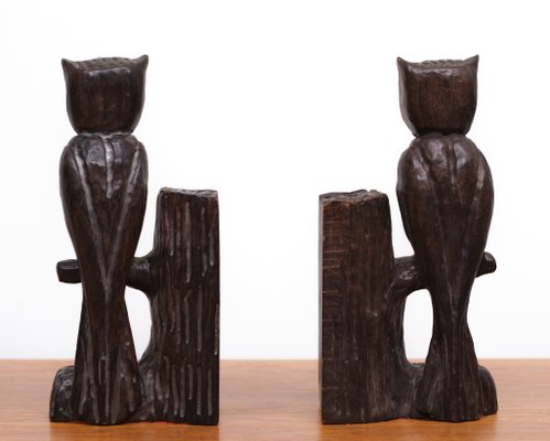 Vintage Wood Owl Bookends, Spain, 1960s, Set of 2-GCG-1325741