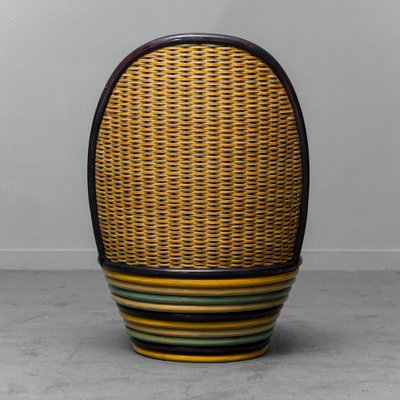 Vintage Wood & Rattan Garden Armchair, 1960s-ZLY-1317763