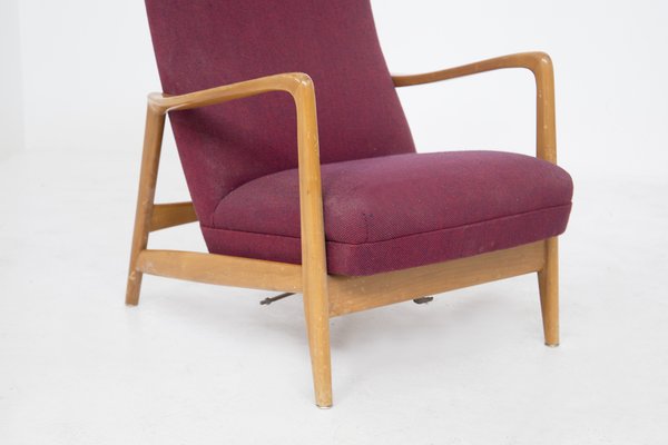 Vintage Wood Reclining Armchair attributed Giò Ponti, 1950s-RCE-1398335