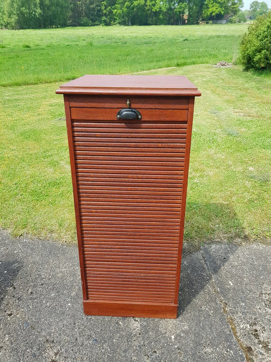 Vintage Wood Roller Shutter Cabinet, 1960s