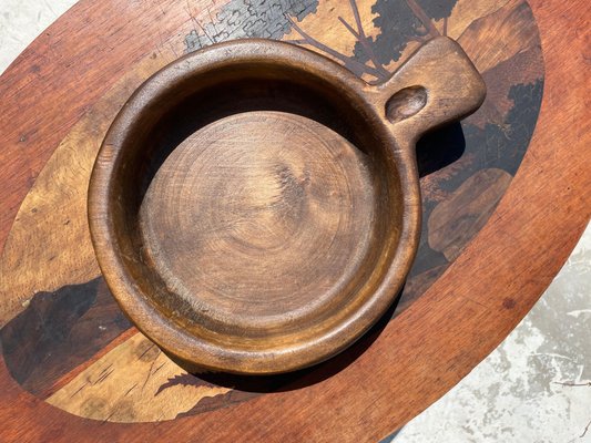 Vintage Wood Round Serving Tray Platter, France, 1960s-UR-1300315