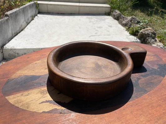 Vintage Wood Round Serving Tray Platter, France, 1960s-UR-1300315